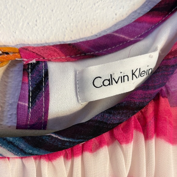 Calvin Klein multi colored Pink and Orange Striped small Dress - Picture 4 of 6